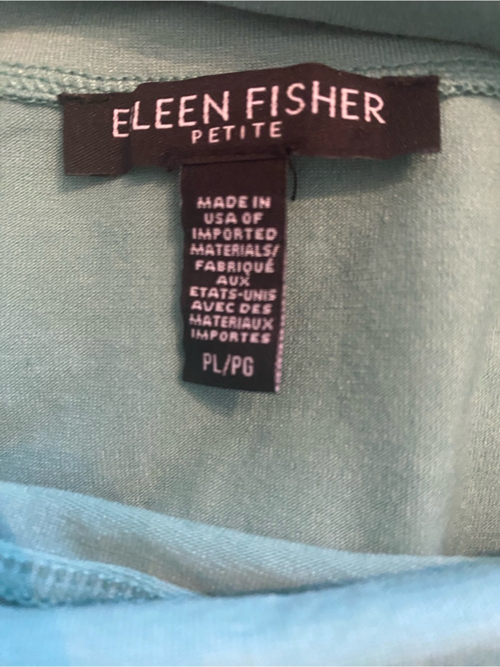 Eileen Fisher Seafoam Green Funnel Neck Short Sleeve Shirt Size Petite Large - Picture 4 of 5